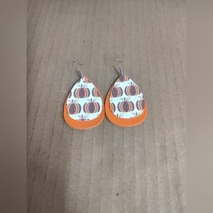 Pumpkin Pattern Teardrop Earrings